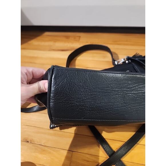 Brighton Black Leather Crossbody Bag Embossed Croc Organizer Silver Clasp - Picture 15 of 15